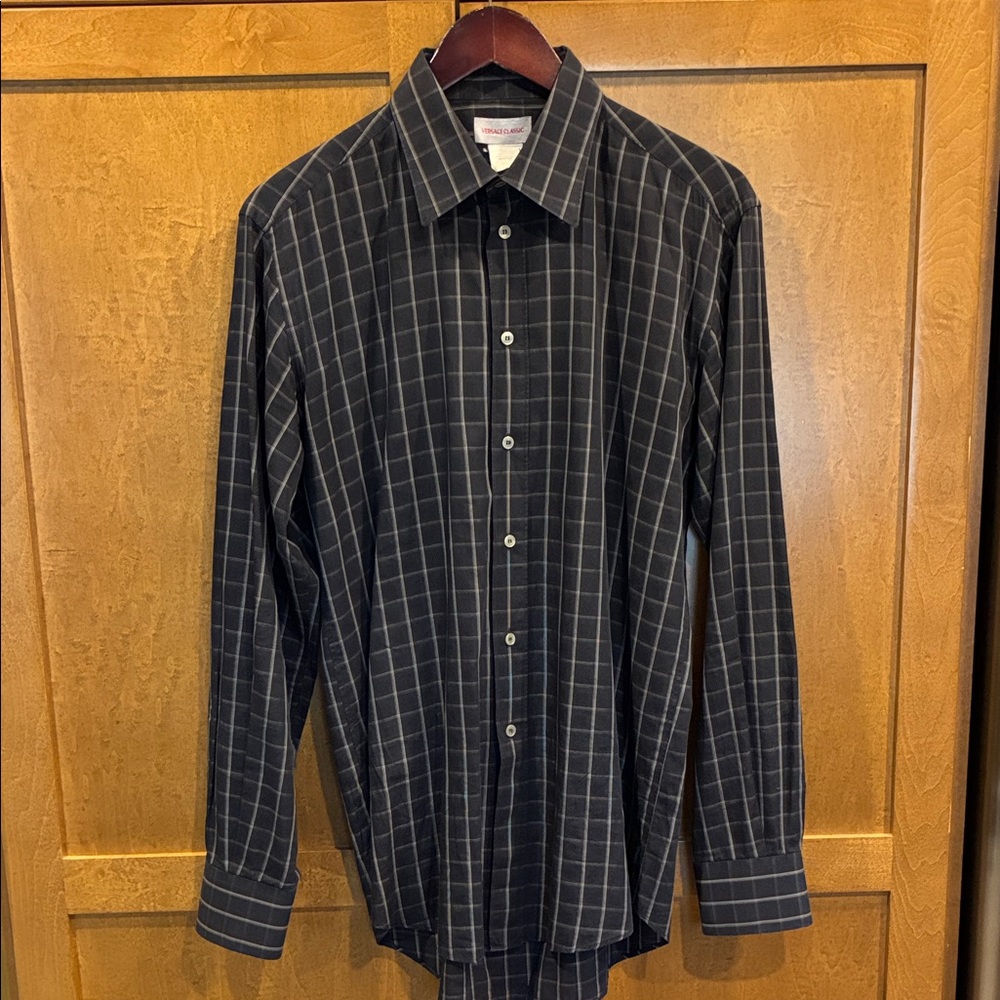 Versace Black and White Grid Pattern Shirt